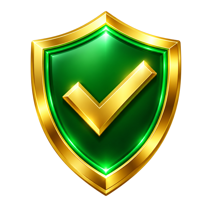 Gold shield with checkmark